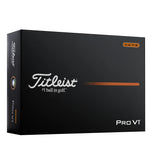 Titleist Pro V1 golf ball box in black packaging with white and orange branding, shown on a plain white background.
