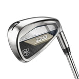 Wilson Staff D9 Iron Set 7-iron, back view of the chrome head with tan D9 badge, carbon-pattern panel and steel shaft