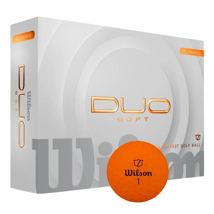 Orange Wilson DUO Soft 12-ball box with an orange ball marked 1 in front