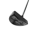 Angled underside view of the Wilson Infinite South Side putter in black with INFINITE and SOUTHSIDE on the sole