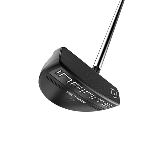 Angled underside view of the Wilson Infinite South Side putter in black with INFINITE and SOUTHSIDE on the sole