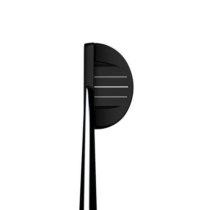 Wilson Infinite South Side putter, top-down address view of the black half-moon mallet with three white alignment lines