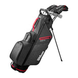 Wilson Profile Complete Set in its black and gray stand bag with red accents, clubs and headcovers in the top
