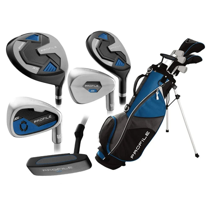 Wilson Profile JGI Junior Complete Set, Large in blue: driver, hybrid, long iron, wedge, putter and stand bag