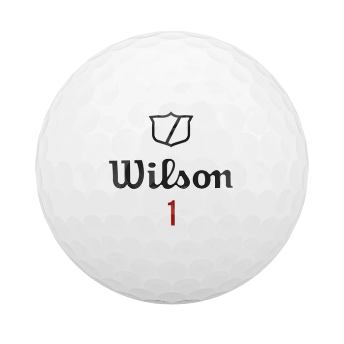 White Wilson Staff Model X ball showing the Wilson script, shield logo and red number 1