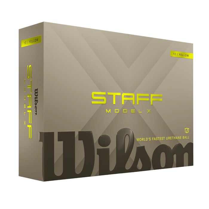 Yellow Wilson Staff Model X 12-ball box marked 12 | YELLOW with World's Fastest Urethane Ball text